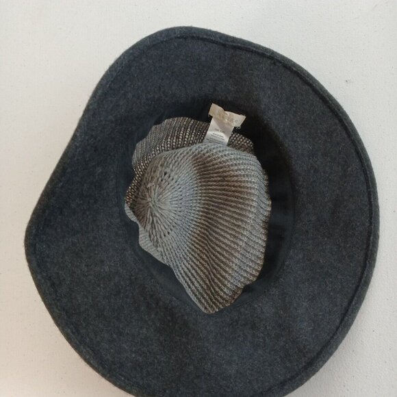 Hinge Knitted 100% Wool Fedora Hat Gray Black One Size Casual Boho Chic